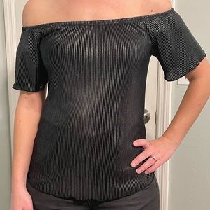 Black and Silver off-shoulder top